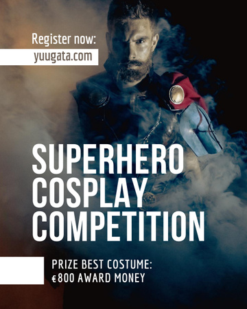 Superhero Cosplay Competition Announcement Poster 16x20in Design Template