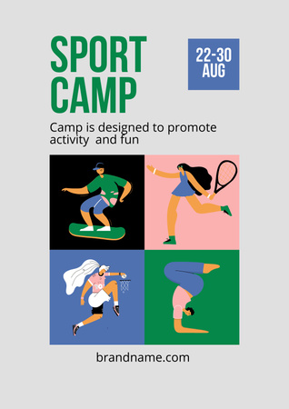 Çeşitli Sporlar İçin Spor Kampı Poster Tasarım Şablonu