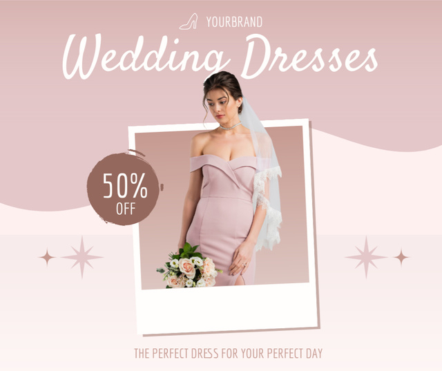 Platilla de diseño Offer Discounts on Wedding Dresses in Pastel Colours Facebook