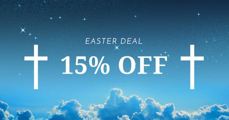 Easter Offer with Crosses in Heaven Facebook AD Design Template