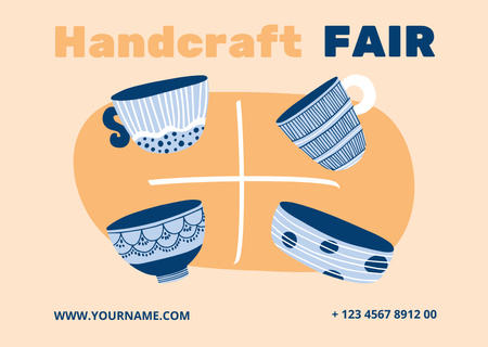 Designvorlage Handcraft Fair With Dishware Illustration für Card