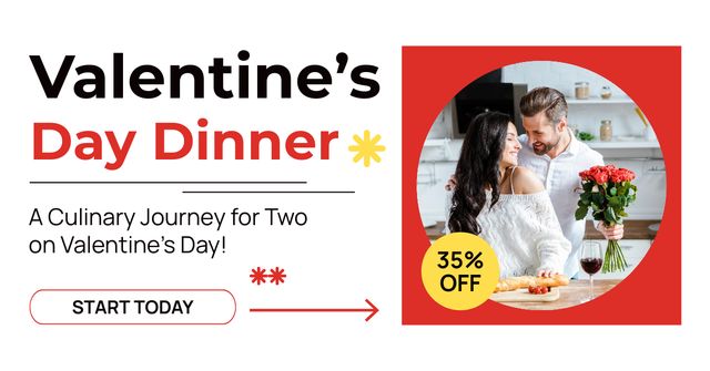 Ontwerpsjabloon van Facebook AD van Valentine's Day Dinner With Affordable Options Offer