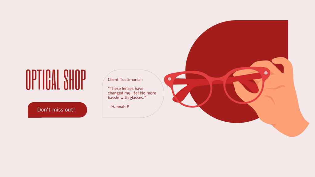 Template di design Customer Review of Optical Store Title 1680x945px