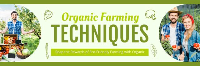 Ontwerpsjabloon van Twitter van Organic Farming Technician Offer on Green