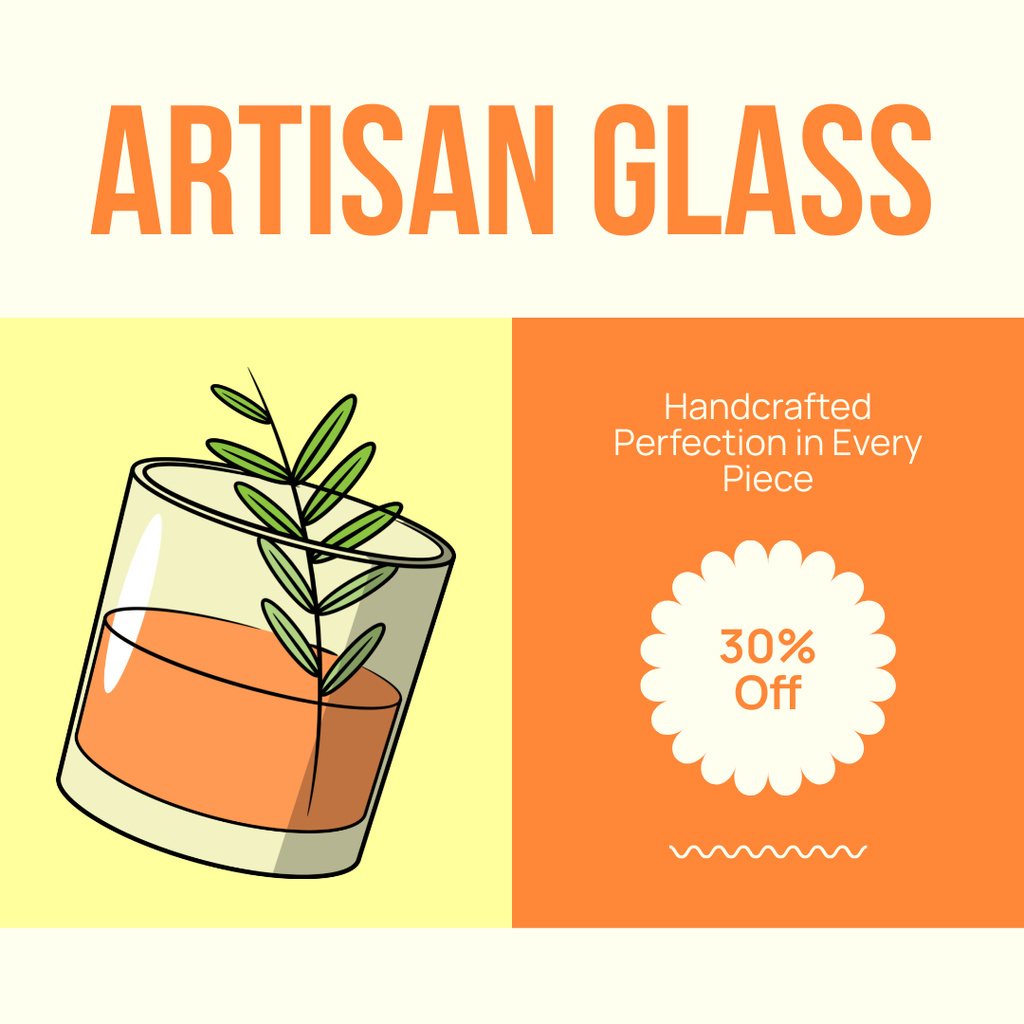 Artisan Glassware Offer with Glass of Drink Instagram AD Design Template