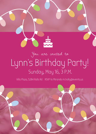 Modèle de visuel Birthday Party Garland Frame in Pink - Flayer