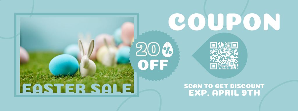 Easter Sale Ad with Pastel Easter Eggs on Green Grass Coupon Modelo de Design