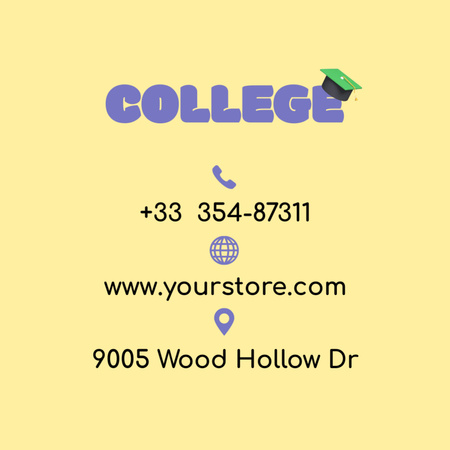 Advertisement for Branded College Apparel Square 65x65mm Design Template
