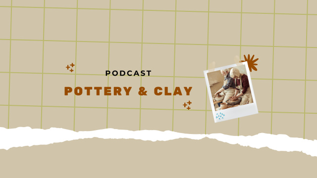 Pottery Podcast Promotion with Cute Elderly Couple in Workshop Youtubeデザインテンプレート