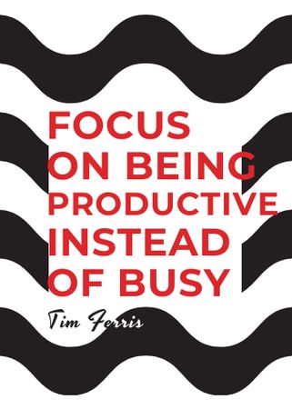 Productivity Quote on Waves in Black and White Invitation Πρότυπο σχεδίασης