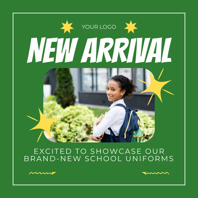 Plantilla de diseño de New Arrival Stylish School Uniform Announcement Instagram 
