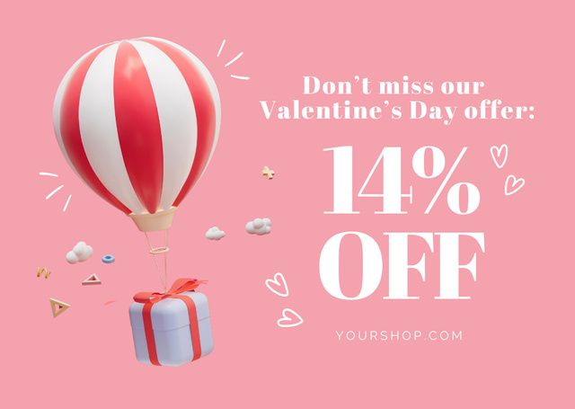 Special Discount Offer on Valentine's Day Postcard Tasarım Şablonu