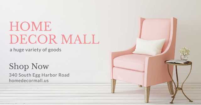 Ontwerpsjabloon van Facebook AD van Home Decor Offer with Pink Chair