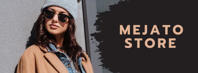 Fashion sale Stylish girl in Sunglasses Facebook cover Tasarım Şablonu