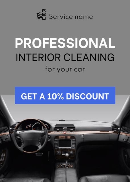 Designvorlage Offer of Professional Car Interior Cleaning für Flayer