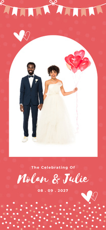 Ontwerpsjabloon van Snapchat Moment Filter van Afro-Amerikaanse jonggehuwden met ballonnen uitnodigen voor bruiloft