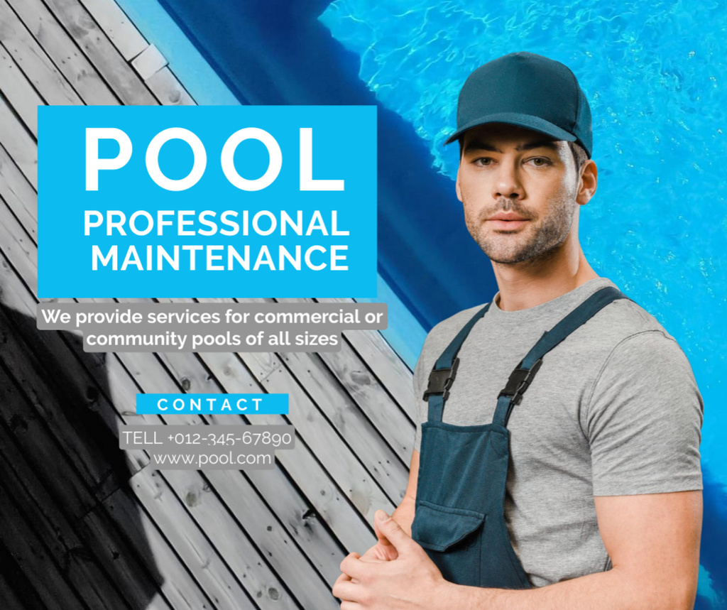 Designvorlage Offer Professional Pool Maintenance Services für Facebook