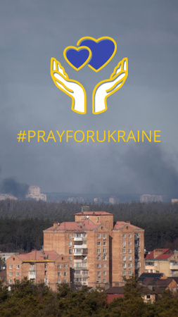 Designvorlage Hände mit Herzen, um für die Ukraine zu beten für Instagram Story