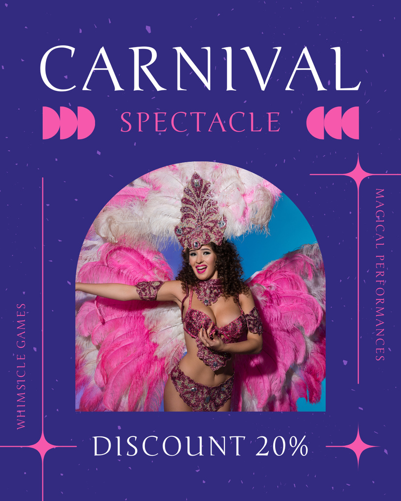 Ontwerpsjabloon van Instagram Post Vertical van Outstanding Carnival Spectacle With Discount On Admission