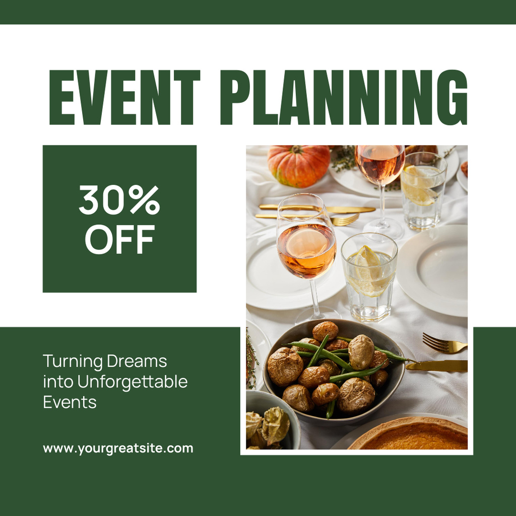 Planning Events with Diverse Menu Instagram ADデザインテンプレート