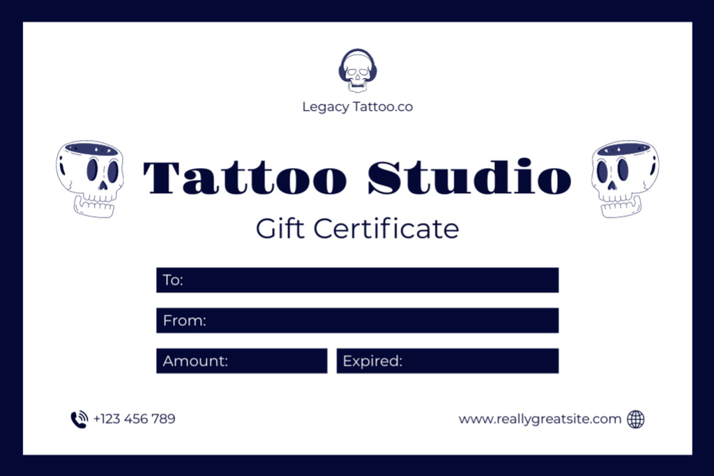 Plantilla de diseño de Stunning Tattoo Studio Service As Present Offer Gift Certificate 