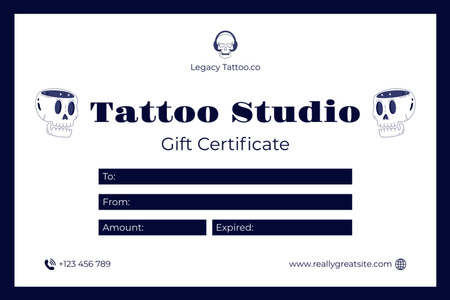 Szablon projektu Oszałamiająca usługa studia tatuażu jako obecna oferta Gift Certificate