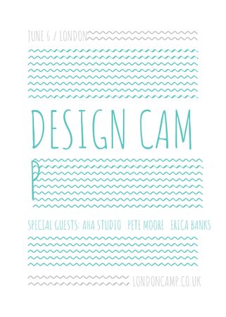 Design camp announcement on Blue waves Flayer Design Template