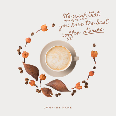 Maailman kahvipäivän tervehdys kupin kahvilla Animated Post Design Template