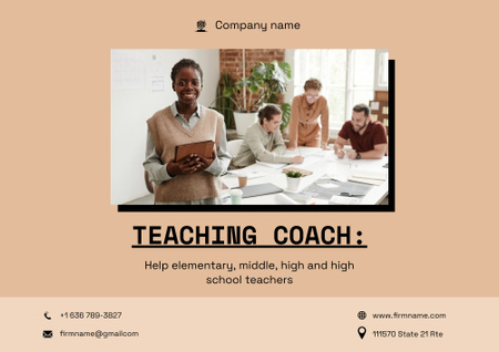 Tutor Services Offer for Teenagers on Beige Poster B2 Horizontal Design Template