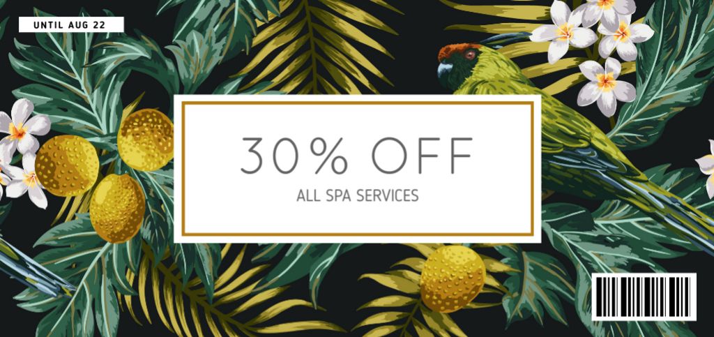 Modèle de visuel Spa Services Offer on Floral Pattern with Discount - Coupon Din Large