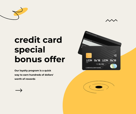 Credit Card with loyalty program Facebook Design Template