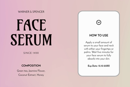 Designvorlage Cosmetic Face Serum für Label