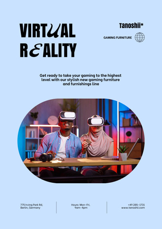 People in Virtual Reality Glasses Poster Design Template