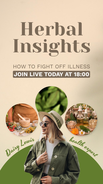 Herbal Insights On Live Session Announcement Instagram Video Story – шаблон для дизайну