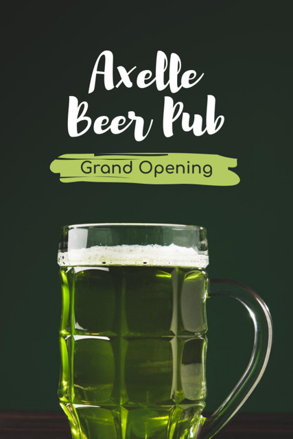 Pub Grand Opening Beer Splashing in Glass Flyer 4x6in Design Template