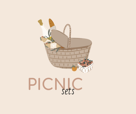 Ontwerpsjabloon van Facebook van Picnic Basket with Food