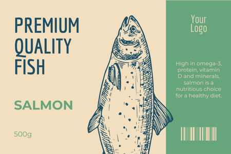 Premium Quality Salmon Fish Label Design Template