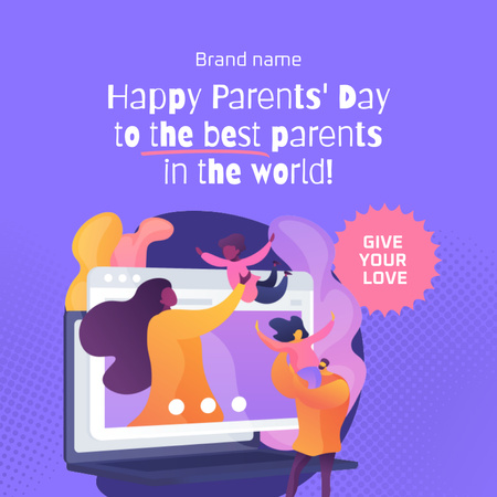 Greeting Best Parent's In The World With Holiday Instagram Design Template