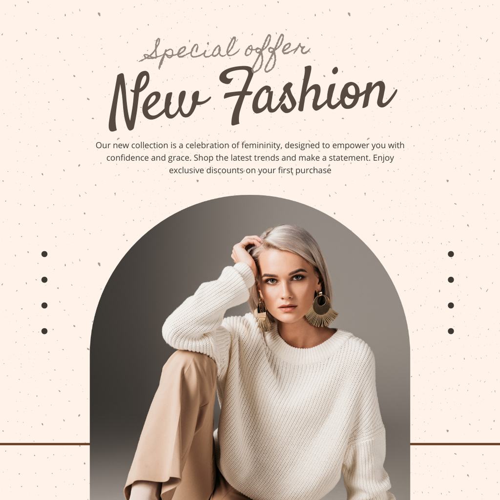 New Fashion Clothes Collection with Beautiful Blonde Instagram Design Template