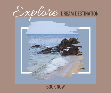 Ontwerpsjabloon van Facebook van reis naar dream place on ocean