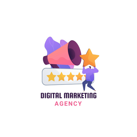 Digital Marketing Agency Services with Man and Star Animated Logo Design Template