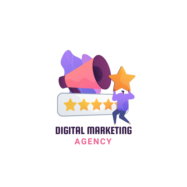 Designvorlage Digital Marketing Agency Services with Man and Star für Animated Logo