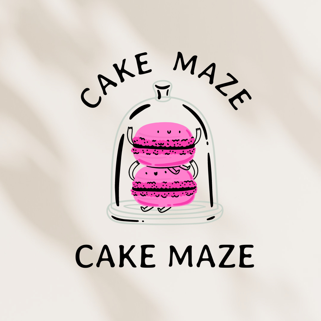 Funny Macaroons Characters For Bakery Promotion Logo Tasarım Şablonu