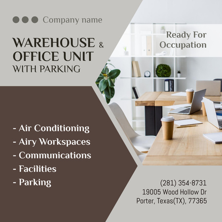 Warehouse and Office Unit with Parking Instagram Design Template