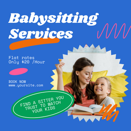 Designvorlage Helle Ankündigung über Babysitting-Dienste für Instagram
