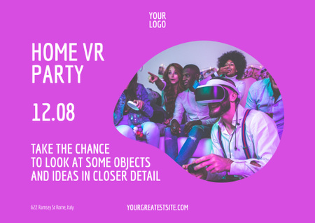 Virtual Party Announcement Poster B2 Horizontal Tasarım Şablonu