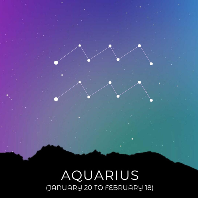 Night Sky with Aquarius Constellation Animated Post Šablona návrhu