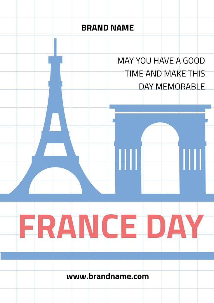 French National Day Celebration Announcement on White Poster Modelo de Design