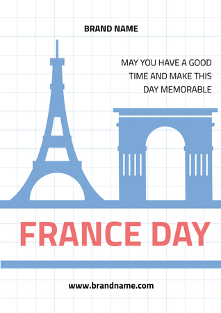 Ranskan kansallispäivän juhlailmoitus valkoisella Poster Design Template