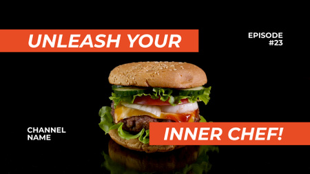 Template di design Emozionante episodio sulla cottura degli hamburger nel vlog culinario YouTube intro
